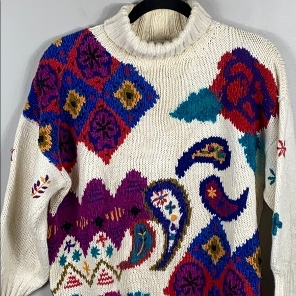 VINTAGE Hand Knitted Jennifer Reed Sweater size L - Picture 3 of 11